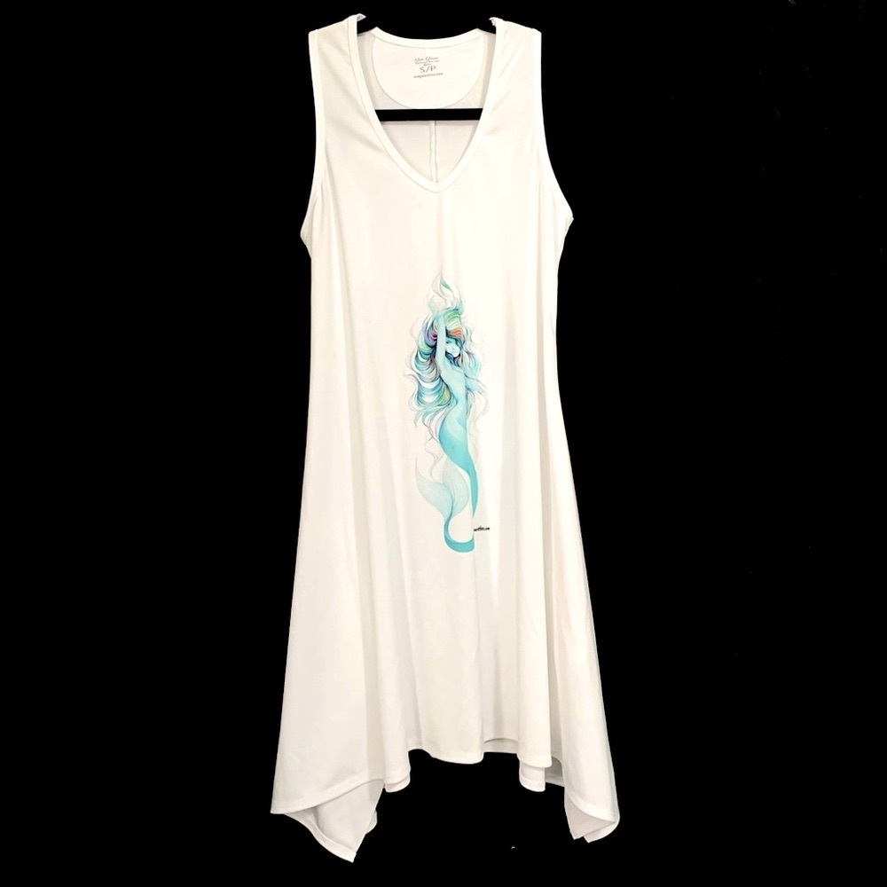 Sea Gear Performance Wear UV50 Exotic Mermaid Print Asymmetrical Swim Coverup